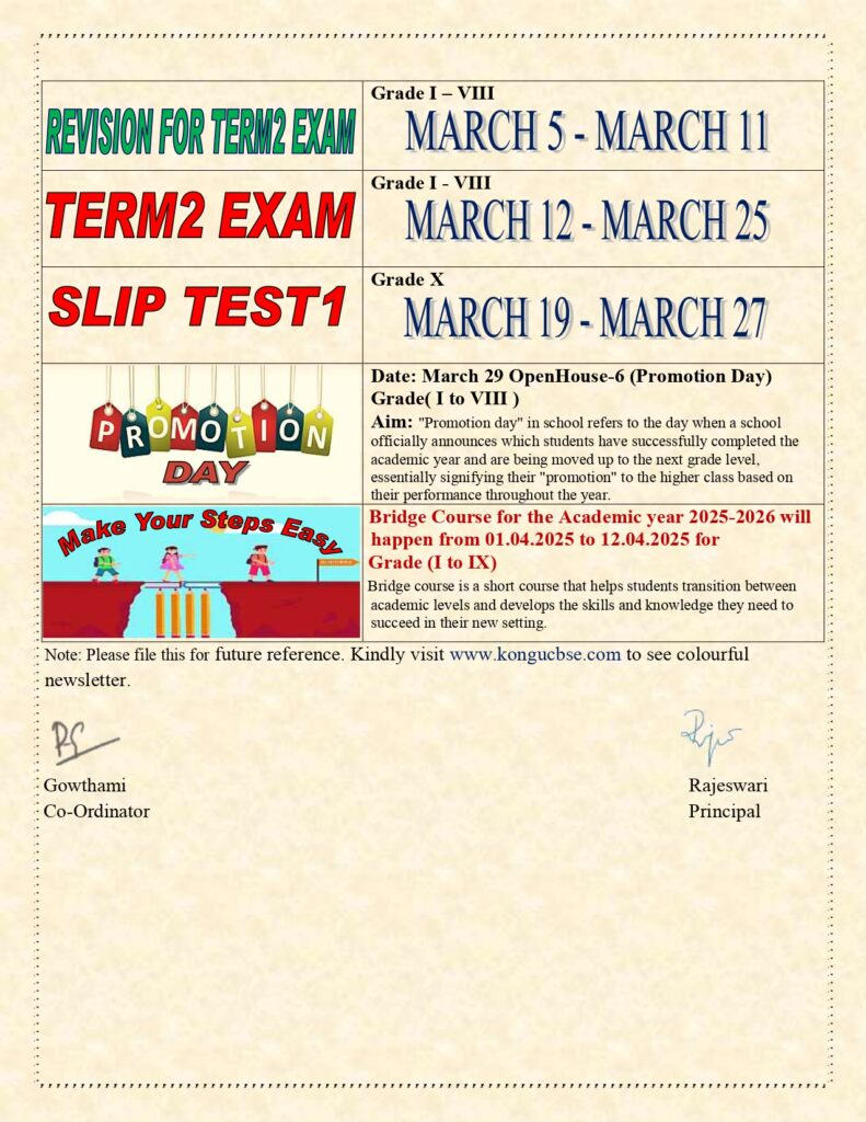 Kongu CBSE School Newsletter - march